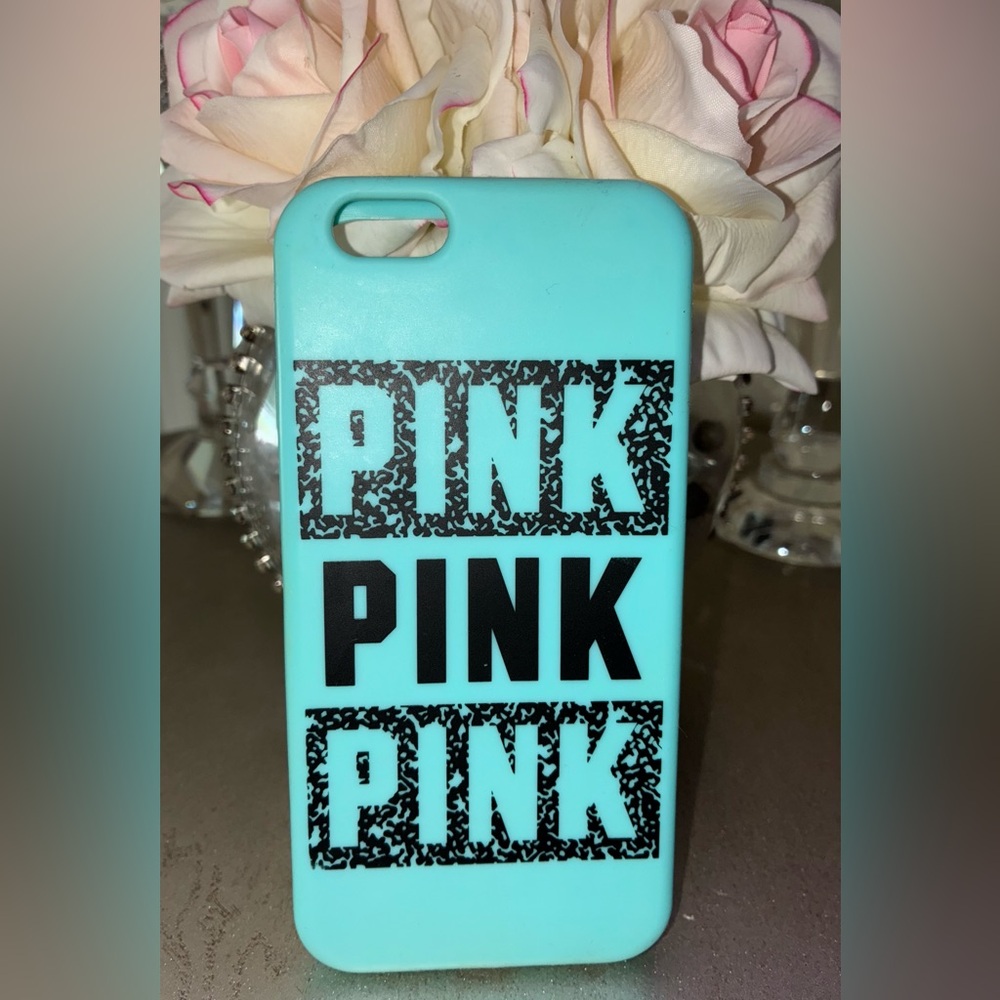 PINK Victoria's Secret Blue and Black silicone iPhone Case 🩵